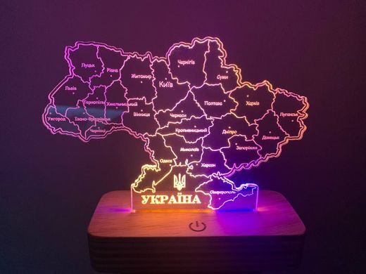 Настільний нічник карта України | Акрил + LED (120 годин автономності)