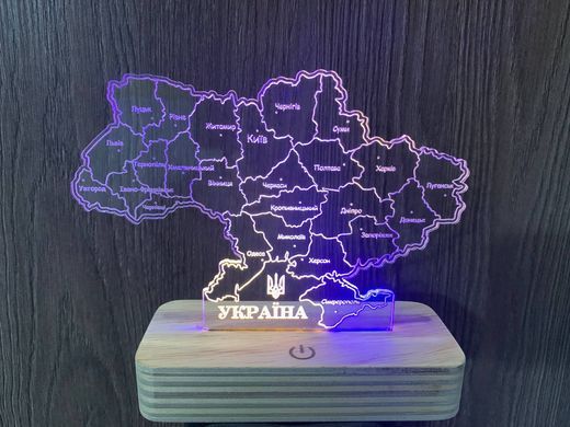 Настільний нічник карта України | Акрил + LED (120 годин автономності)